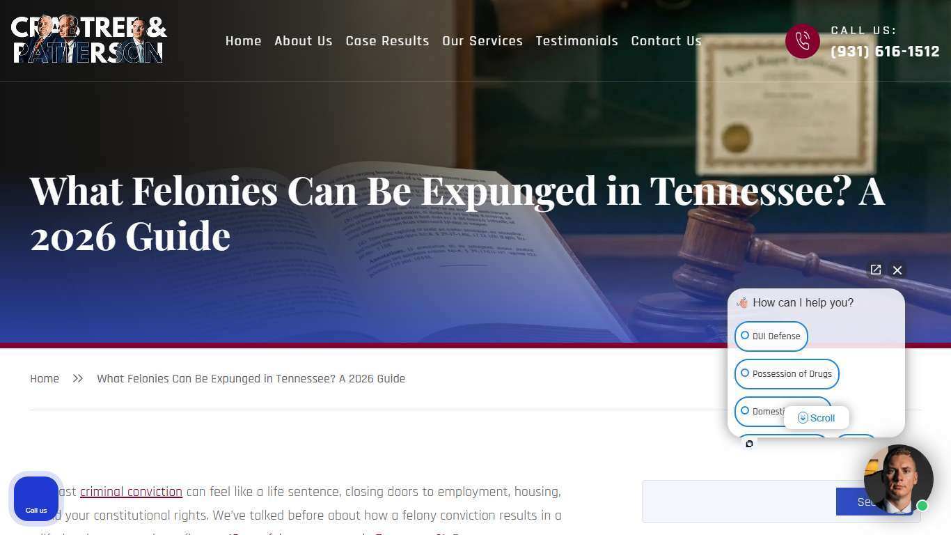 What Felonies Can Be Expunged in Tennessee? A 2026 Guide | Crabtree & Patterson